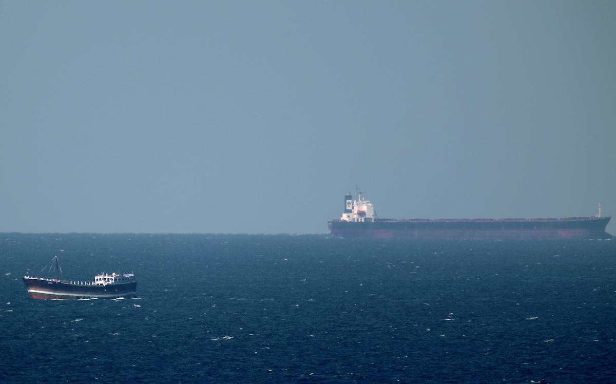 An oil tanker cruises towards the Strait of Hormuz off the shores of Khasab in Oman on Jan. 15, 2012. (AFP file photo)