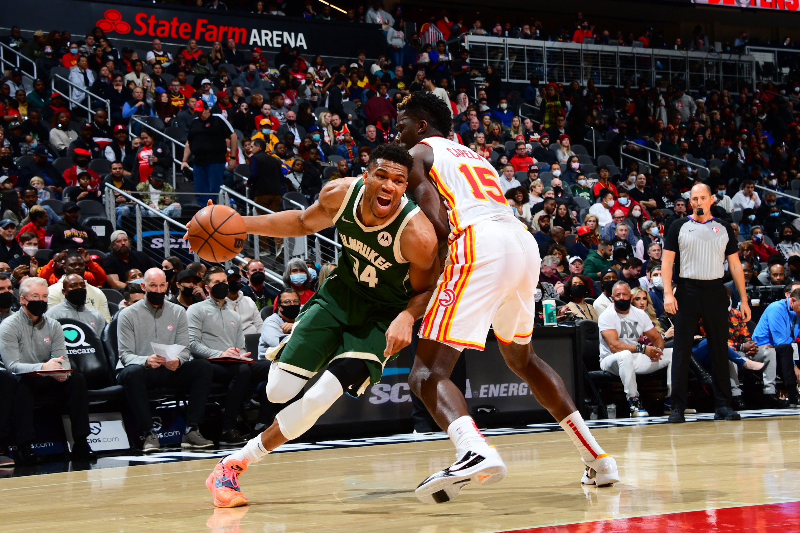 Greek NBA star Giannis Antetokounmpo of the Milwaukee Bucks. (Scott Cunningham/NBAE)