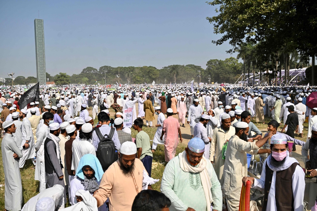 Muslims attend a rally organised by far-right Islamists in Dhaka, Bangladesh. (AFP)