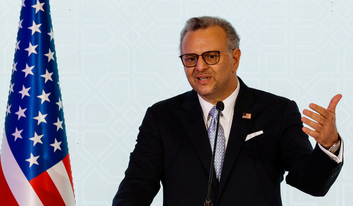 US President Donald Trump's senior adviser for Africa and the Middle East Massad Boulos speaks during a press conference in Doha, Qatar, November 15, 2025. (REUTERS)