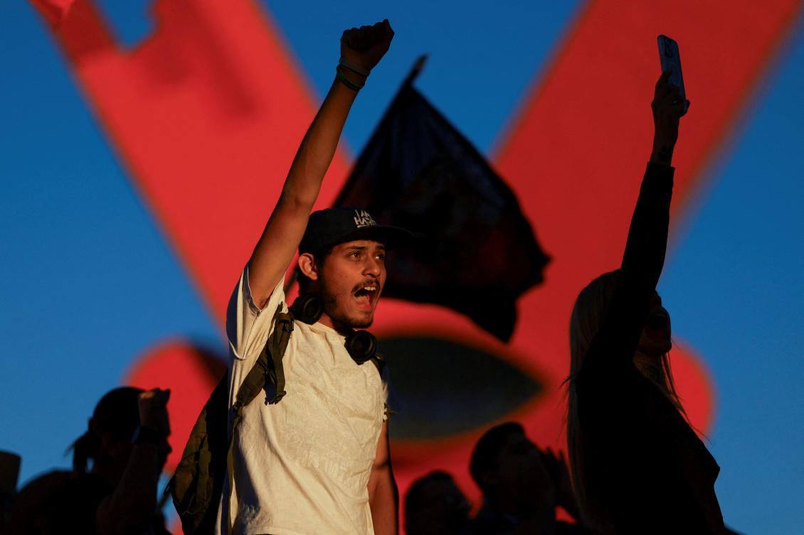 Protesters participate in a demonstration against insecurity and corruption in the country in Ciudad Juarez, Mexico on Nov. 15, 2025. (Reuters)