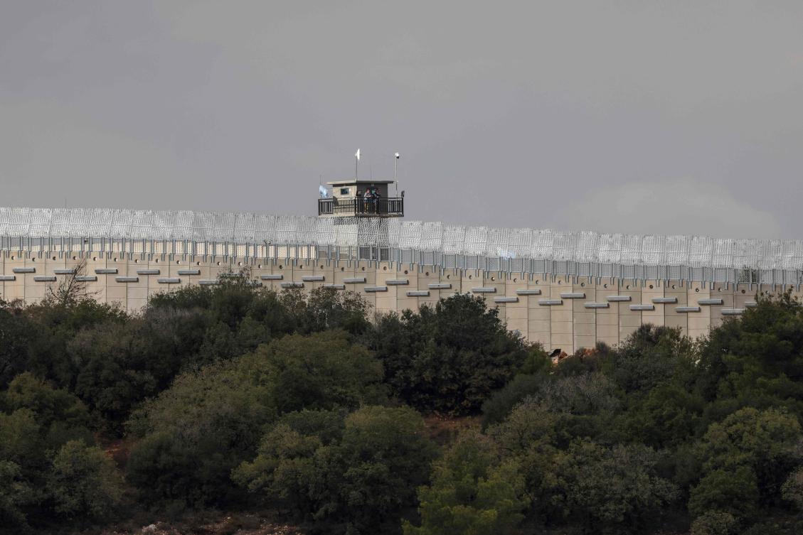 A photograph taken from Israel shows a United Nations Interim Force in Lebanon (UNIFIL) watchtower on the Lebanese side of the border separating northern Israel from southern Lebanon on November 16, 2025. (AFP)