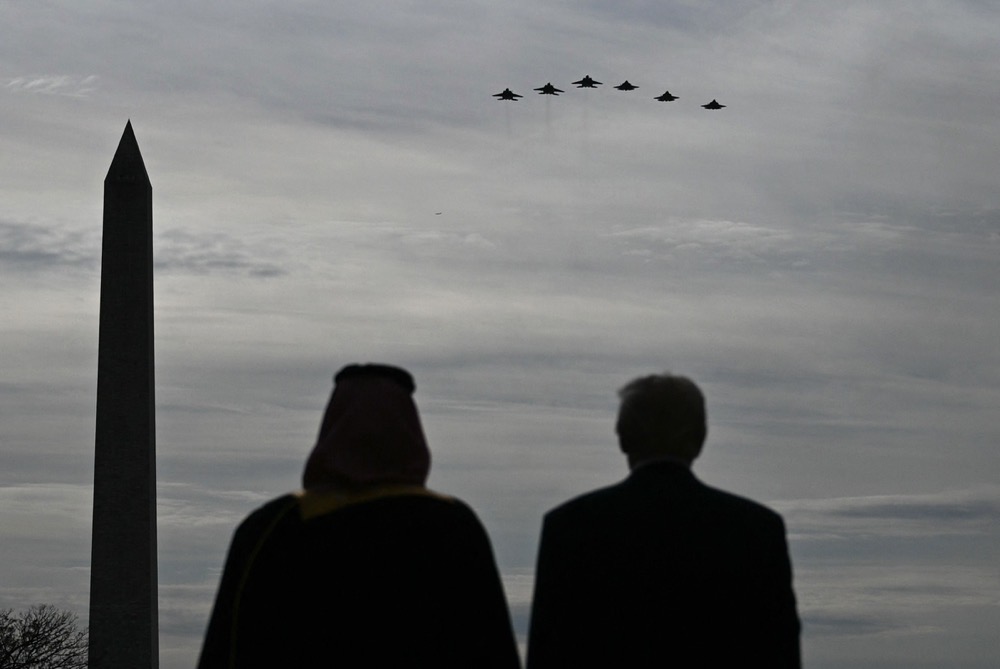 The meeting was co-chaired by President Trump and Crown Prince Mohammed and was attended by senior Saudi and US officials. (AFP)