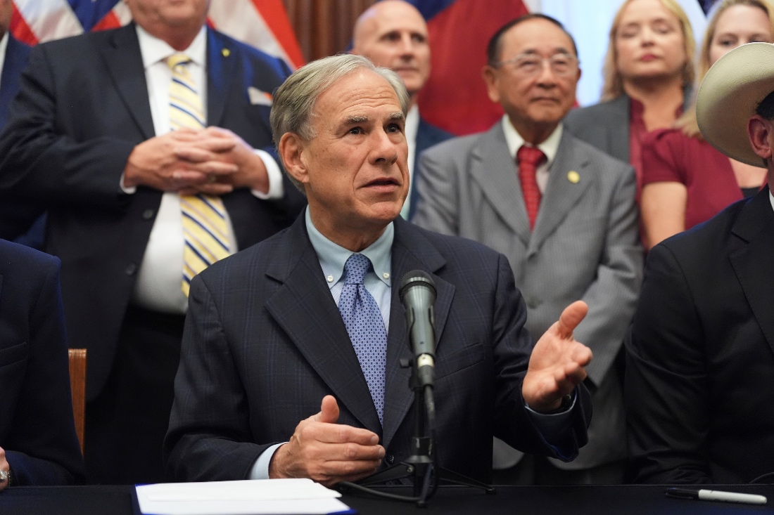 Texas Gov. Greg Abbott speaks to the media at the Texas Capitol in Austin, Texas, US. (AP)