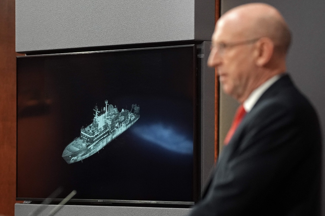 Britain's Defence Secretary John Healey delivers a speech in the Downing Street briefing room in central London. (AFP)