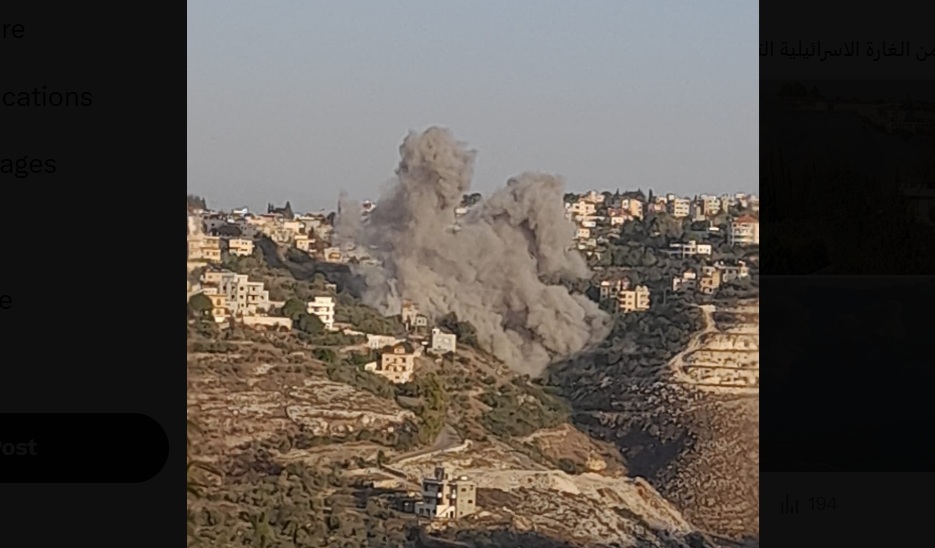The Israeli military carried out powerful airstrikes in two villages in southern Lebanon on Wednesday, witnesses said, pressing a campaign of near-daily attacks in the border region where Israel says it is targeting Iran-backed Hezbollah. (X/@thisislebnews)