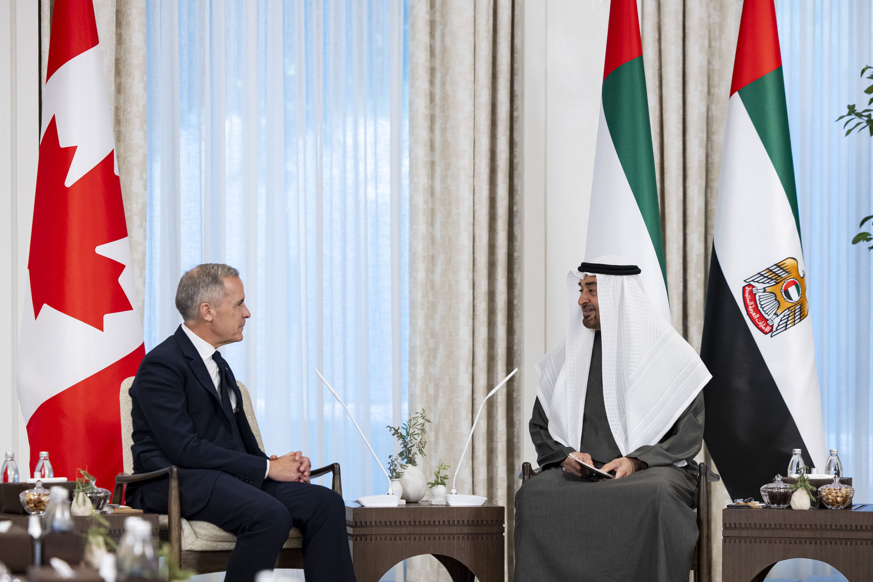 UAE President Sheikh Mohamed bin Zayed Al-Nahyan and Canadian Prime Minister Mark Carney. (WAM)