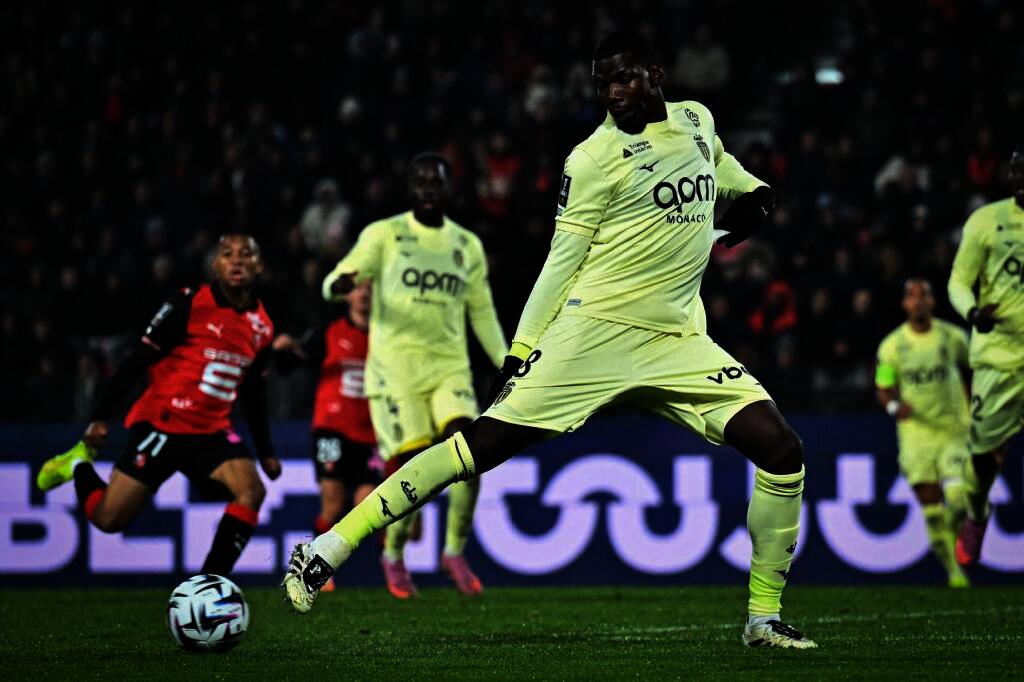 Monaco’s French midfielder Paul Pogba kicks the ball during their French L1 match against Stade Rennais FC at the Roazhon Park stadium in Rennes, on Nov. 22, 2025. (AFP)