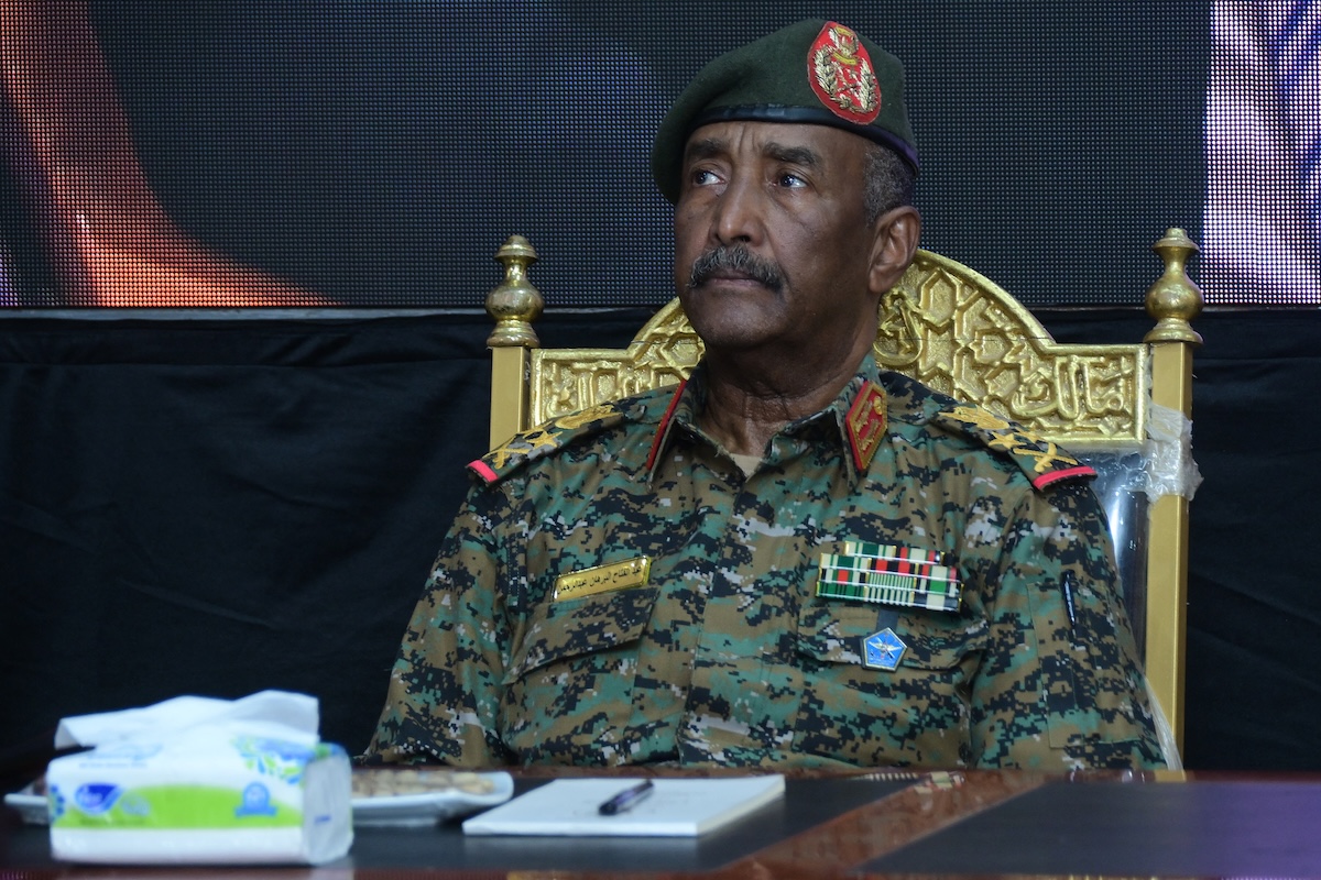 Sudan's army chief General Abdel Fattah al-Burhan attends a civil service conference in Port Sudan on April 29, 2025. (FILE/AFP)