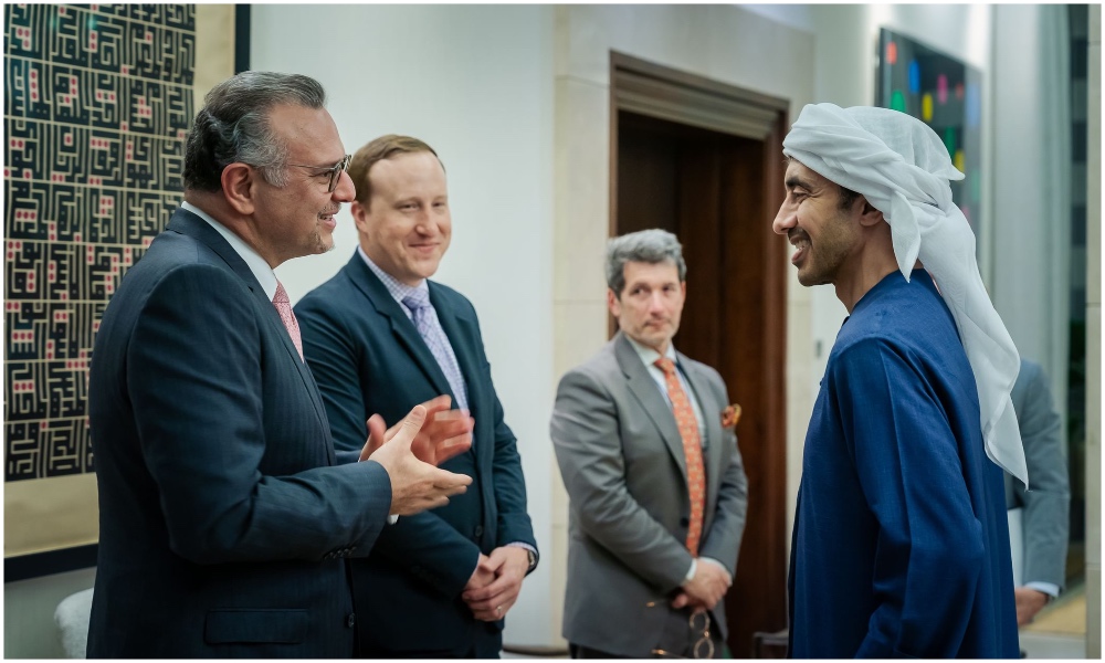 Sheikh Abdullah bin Zayed Al-Nahyan, the UAE’s foreign minister, and Massad Boulos, an advisor to US President Donald Trump on African and Arab affairs. (WAM)