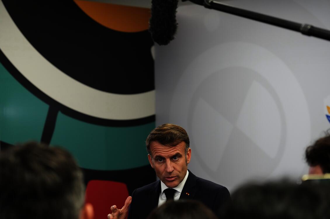 French President Emmanuel Macron speaks to the media at the end of the first day of the G20 leaders' summit in Johannesburg, South Africa, Saturday, Nov. 22, 2025. (AP)