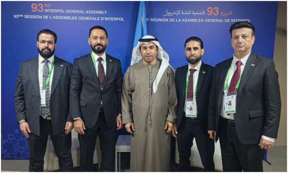 The Syrian delegation met with the president of Interpol, Maj. Gen. Ahmed Nasser Al-Raisi in Marrakech, Morocco. (SANA)