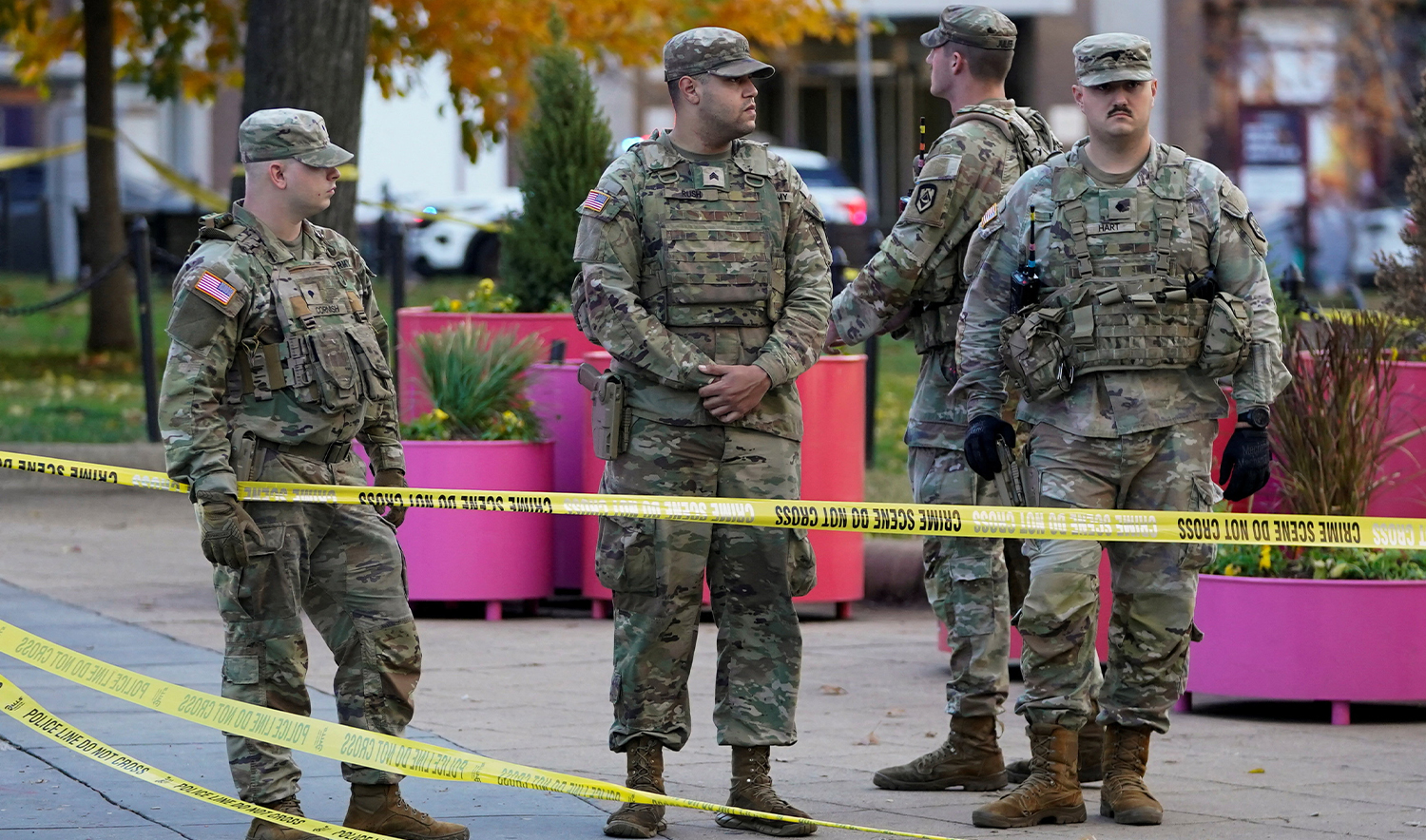National Guard members stand in a cordoned-off area after two National Guard members were reportedly shot near the White House in Washington, D.C., US, on November 26, 2025. (REUTERS)