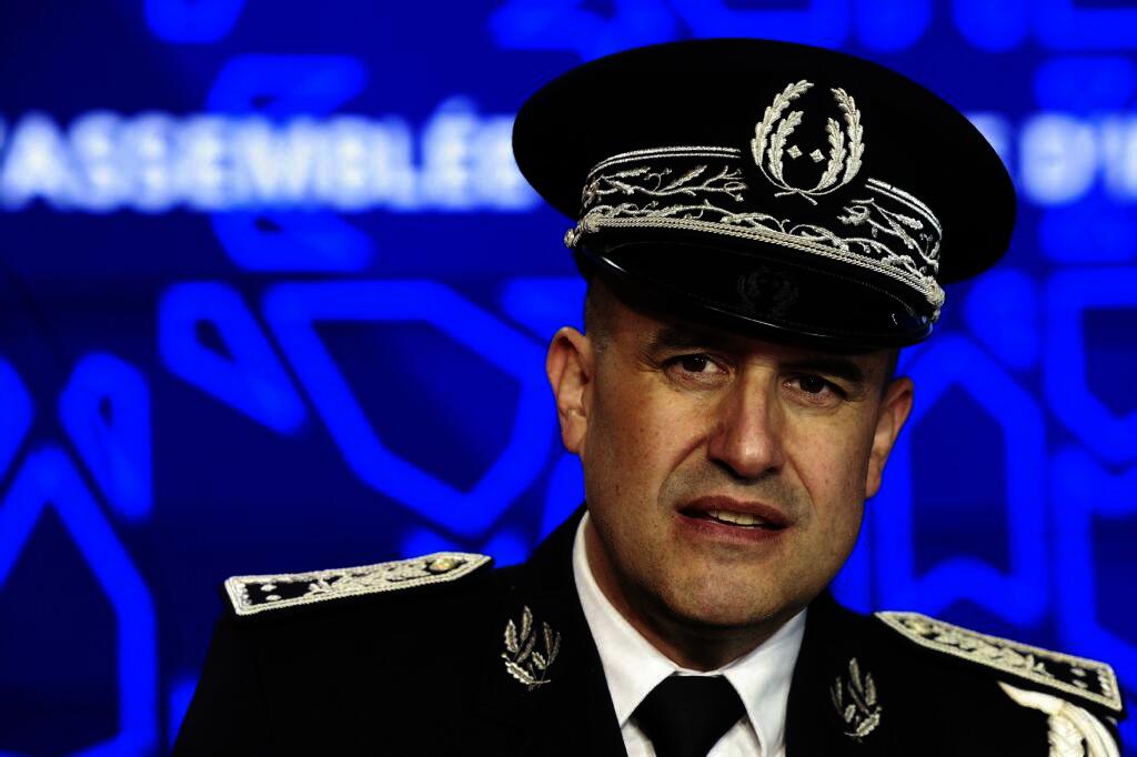 French police controller Lucas Philippe speaks after being elected head of Interpol at its 93rd assembly general in Marrakech on Nov. 27, 2025. (AFP)
