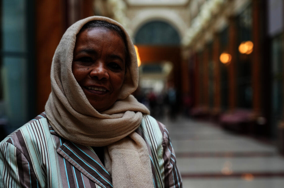 Archaeologist from Sudan's National Museum Dr Shadia Abdrabo, poses in the hall of the French National Institute for Art History (INHA) in Paris, Wednesday, Oct. 29, 2025. (AP Photo/Michel Euler)