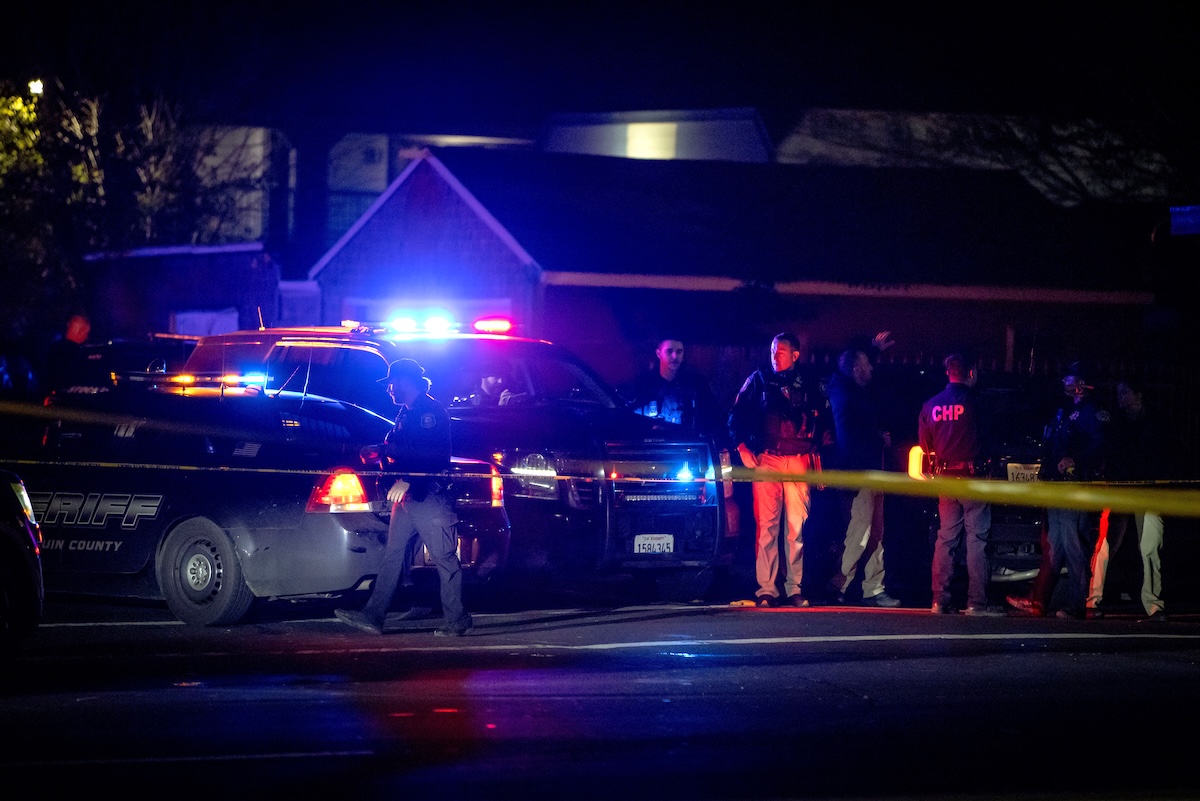 Above, first responders at scene of a mass shooting on Nov. 29, 2025 in Stockton, California. (AP)