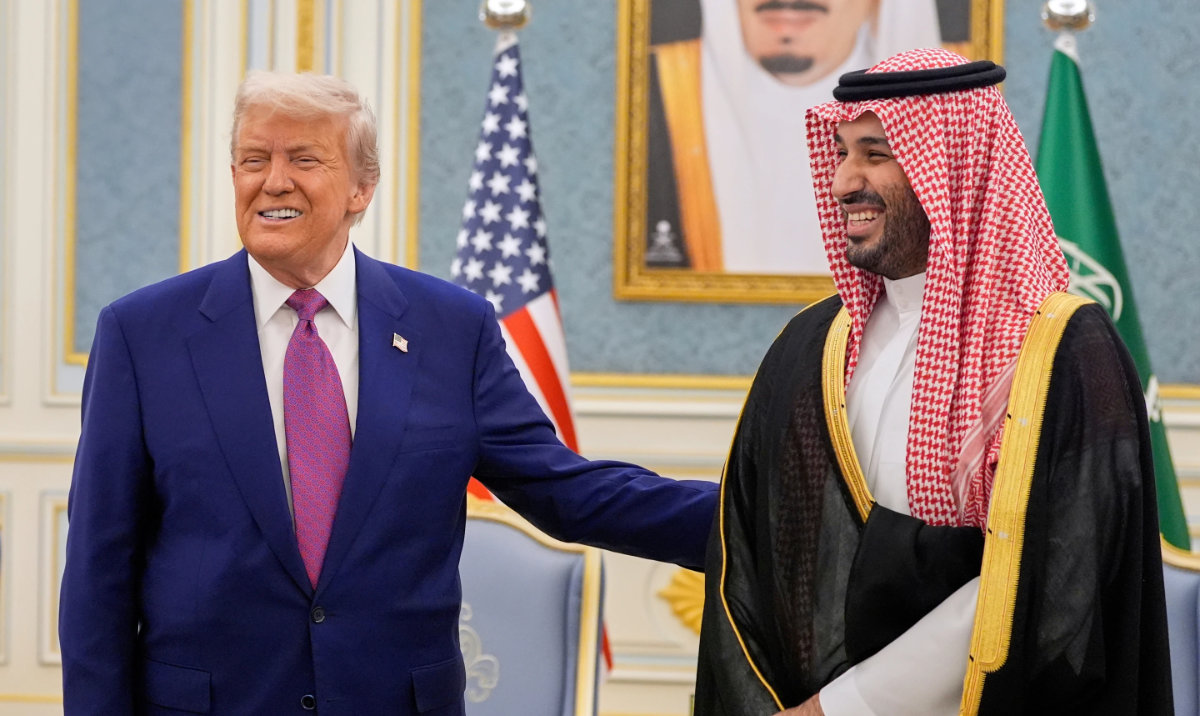President Donald Trump and Saudi Crown Prince Mohammed bin Salman meet at the Royal Palace in Riyadh, May 13, 2025. (AP)