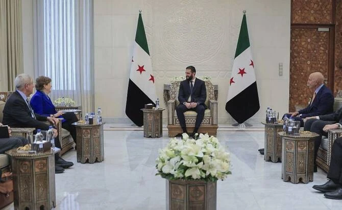 United States Special Envoy to Syria Tom Barrack said on Saturday that Syrian President Ahmed Sharaa was expected to visit Washington. (AP/File)
