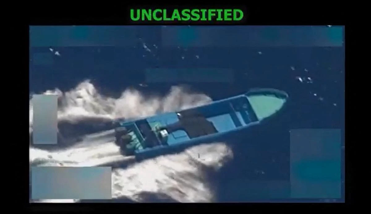 This screen grab from a video posted by US Defense Secretary Pete Hegseth on his X account on October 22, 2025, shows what Hegseth says is US military forces conducting a strike on a vessel being operated in the Eastern Pacific Ocean on October 21, 2025. (FILE/AFP)