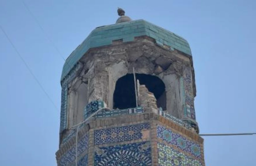 Damage is seen in the historic Blue Mosque after a powerful 6.3-magnitude earthquake in Mazar-e-Sharif, northern Afghanistan, Nov. 3, 2025. (AP)