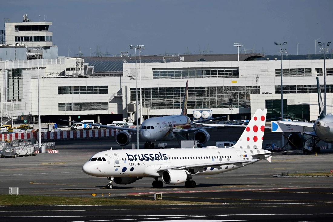 A Brussels Airlines aircraft is seen on the tarmac at Zaventem airport in Brussels. (AFP)