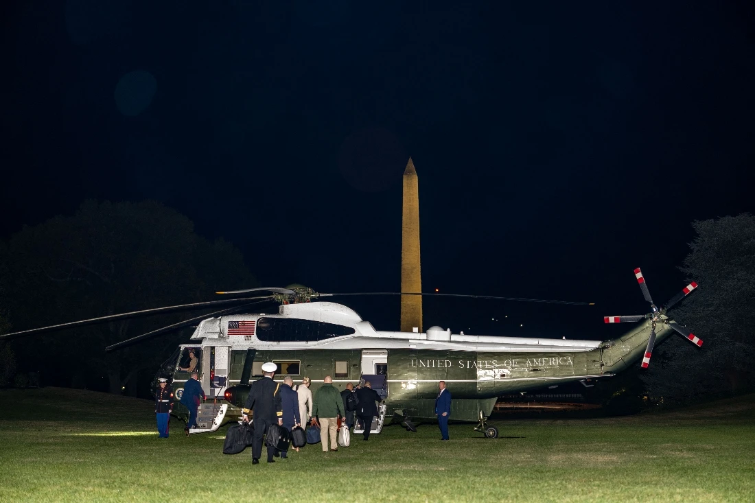 US President Donald Trump departs the White House for Joint Base Andrews in Washington. (AFP)