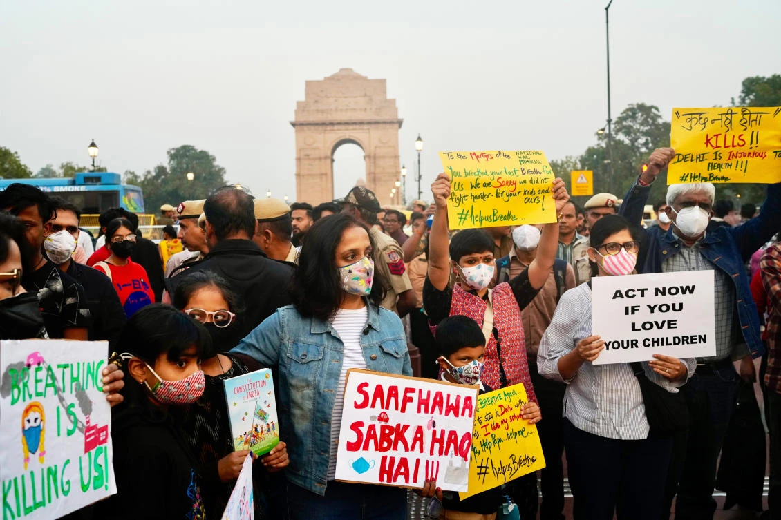 ‘I miss breathing’: Delhi protesters demand action on pollution