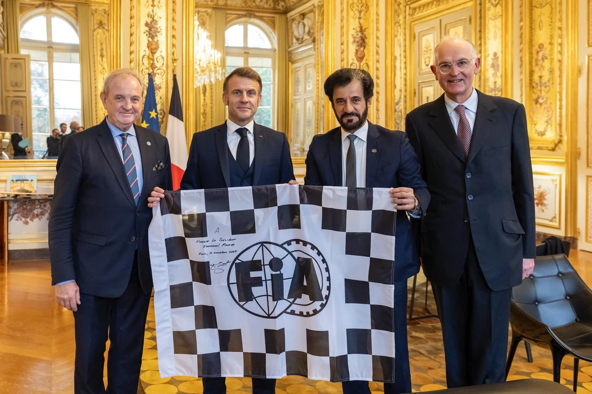 French President Macron with FIA President Ben Sulayem in Paris. (Supplied)