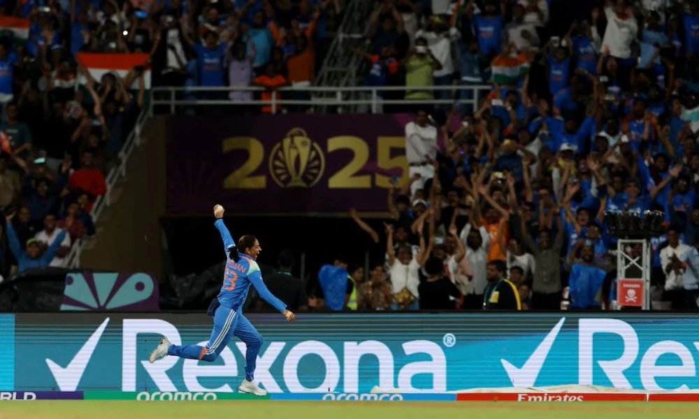 India’s Harmanpreet Kaur celebrates after winning the ICC Women's World Cup, DY Patil Stadium, Navi Mumbai, India, Nov. 2, 2025. (Reuters)