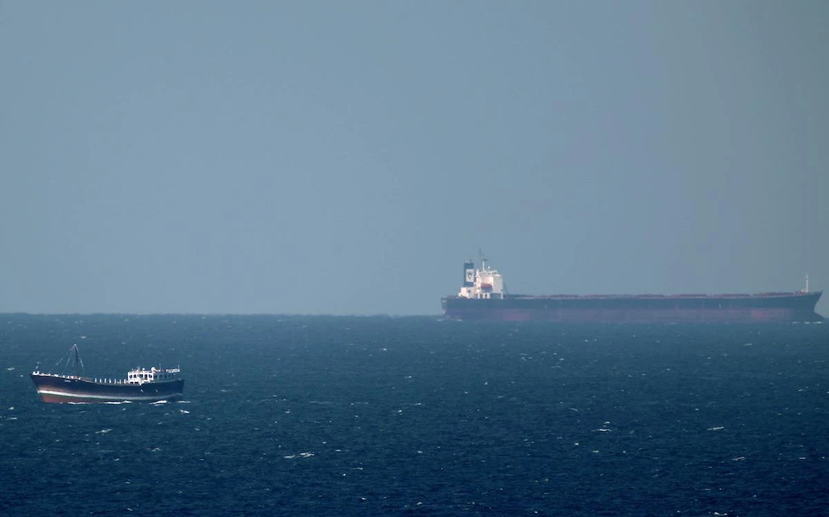 An oil tanker cruises towards the Strait of Hormuz off the shores of Khasab in Oman on Jan. 15, 2012. (AFP file photo)