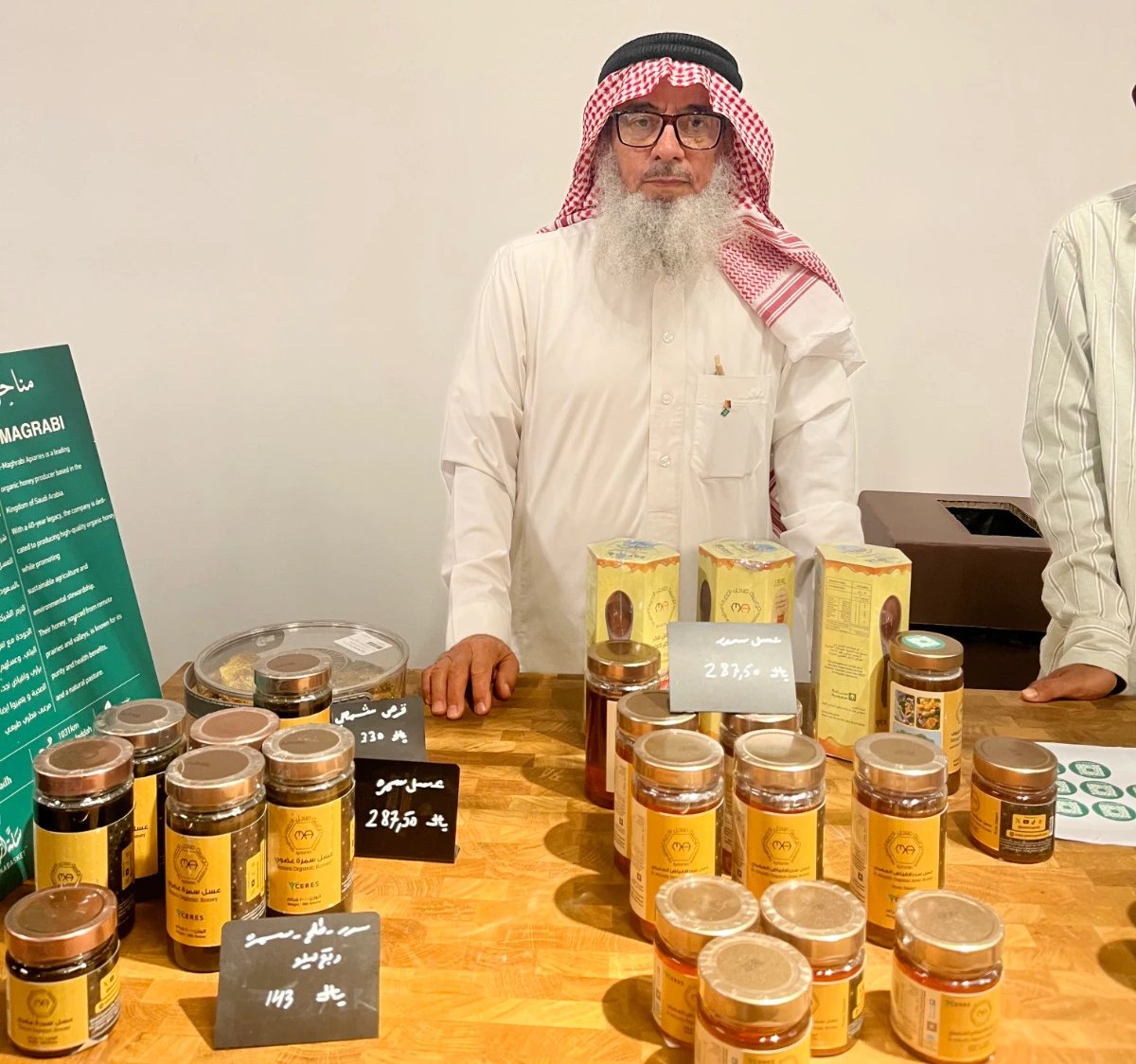 Saudi Arabia’s first certified organic honey producer, Jassim Al-Mughrabi, shared insights on his unique honey products. (Supplied)