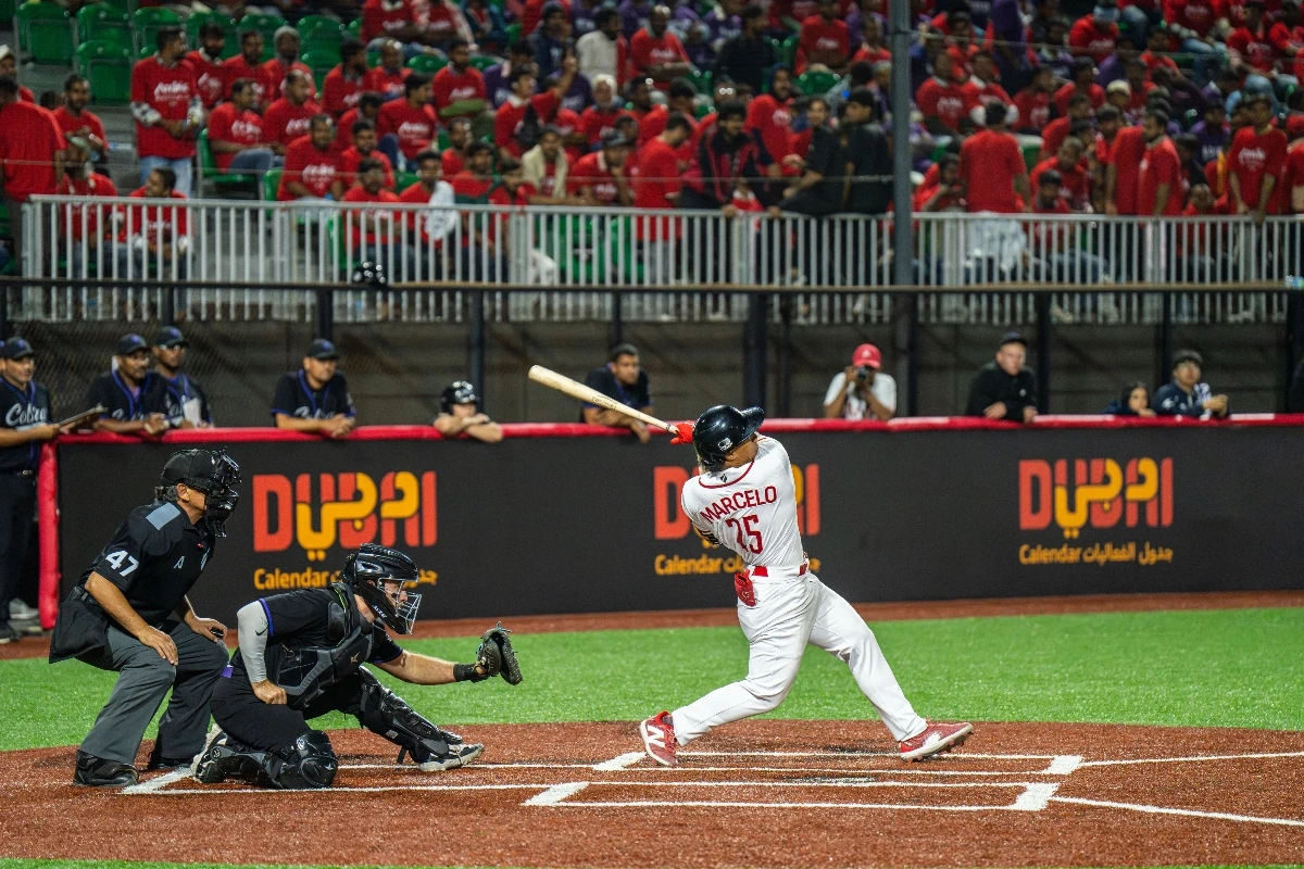 Noah Marcelo's 3-run home run helped the Arabia Wolves to a9-6 win over the Mumbai Cobras at Baseball United BAllpark in Dubai. (Supplied)