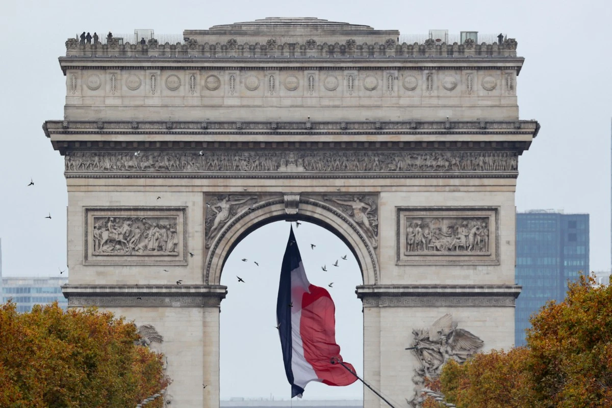 This photograph shows the Arc de Triomphe in Paris during commemorations marking the 107th anniversary of the Nov. 11, 1918, Armistice that ended World War I. (AFP)