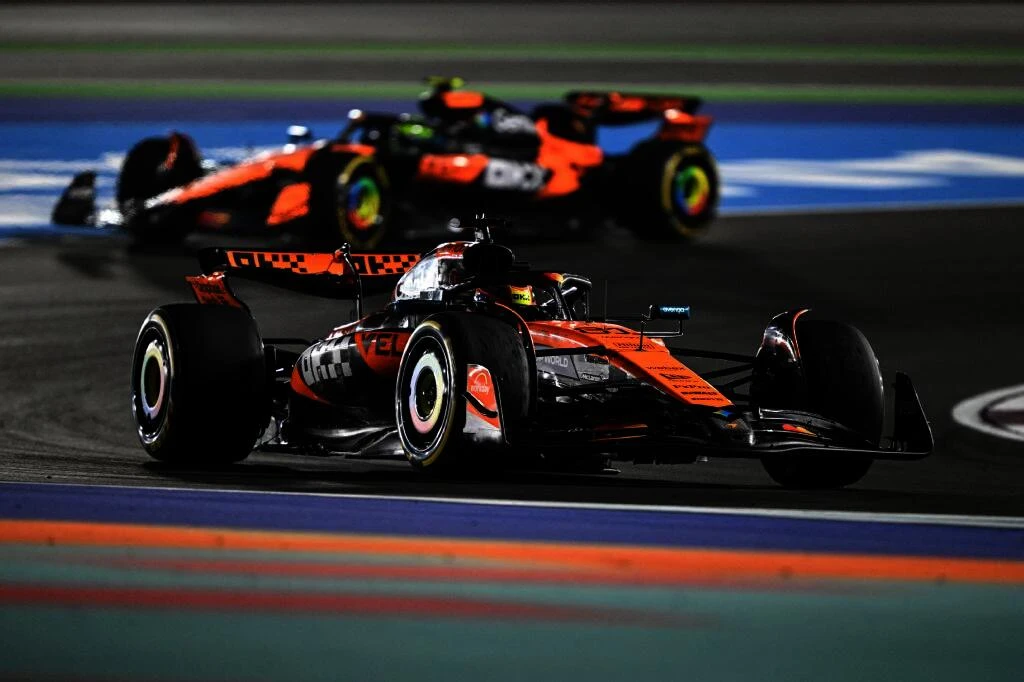 McLaren’s Australian driver Oscar Piastri drives during the qualifying session ahead of the F1 Qatar GP at the Lusail International Circuit in Lusail on Nov. 29, 2025. (AFP)
