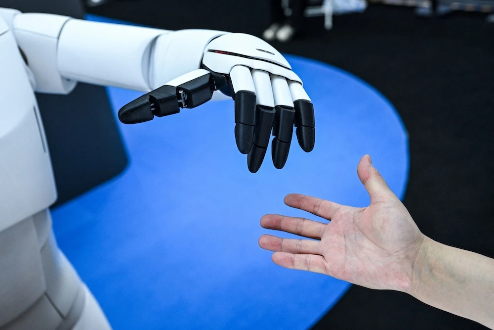Above, a humanoid robot during the World Artificial Intelligence Conference in Shanghai on July 28, 2025. (AFP)