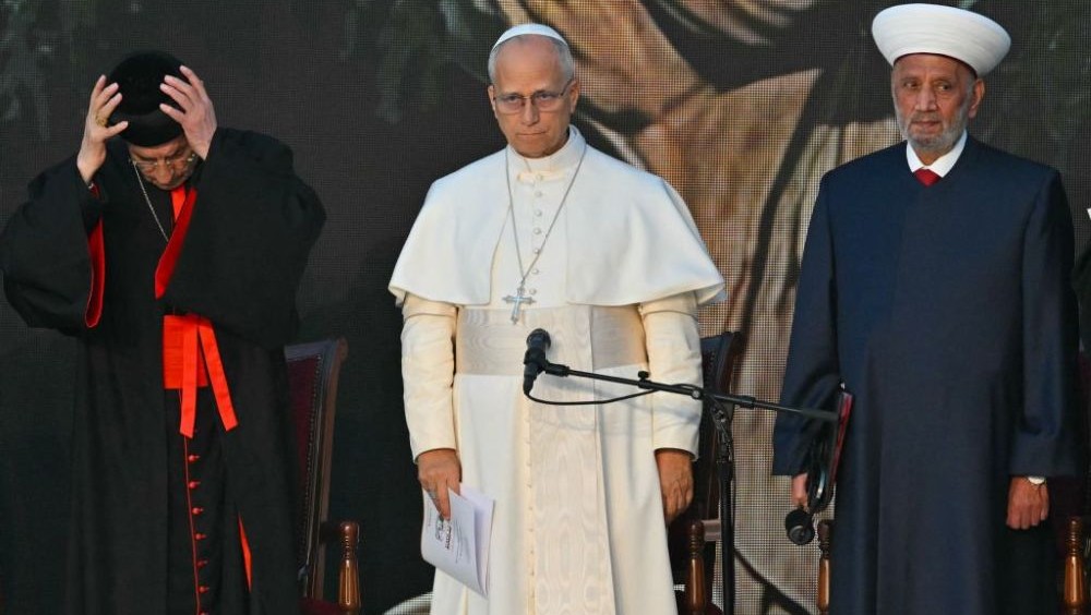 Pope Leo XIV in Martyrs’ Square, Beirut, Lebanon, Dec. 1, 2025. (AFP)