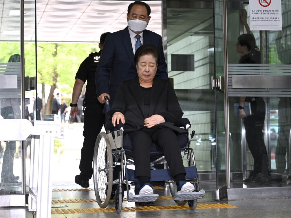 Han Hak-ja’s defense team denied that she had bribed former first lady Kim Keon Hee or a lawmaker, insisting the gifts were arranged by a former church official acting independently and without her knowledge. (AFP)