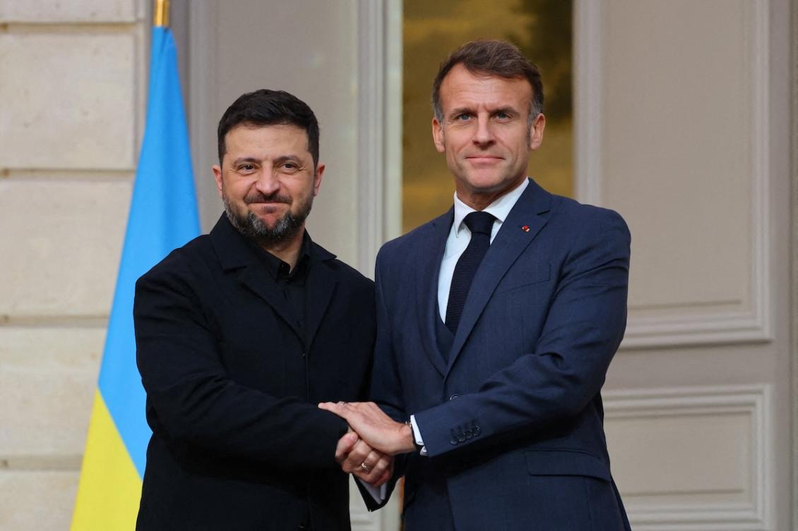 France’s President Emmanuel Macron and Ukraine’s President Volodymyr Zelensky face the press after their meeting at the Elysee presidential Palace in Paris on Nov. 17, 2025. (AFP file photo)