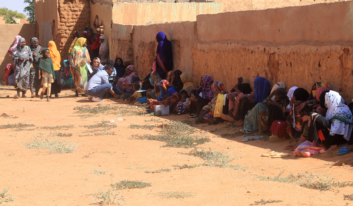 Displaced people from the towns of Bara and Umm Dam Haj Ahmed in North Kordofan State take shelter in Omdurman, part of greater Khartoum, on November 10, 2025. (AFP)