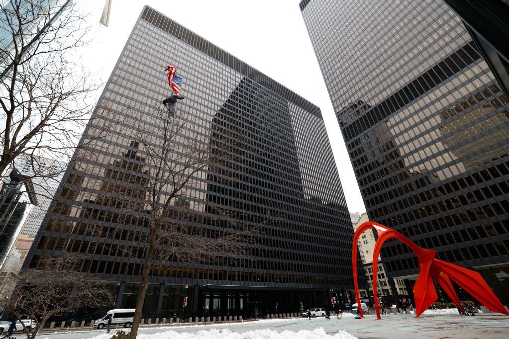 Above, the Everett McKinley Dirksen United States Courthouse, where Joaquin Guzman Lopez appeared for a change-of-plea hearing in his drug trafficking case, in Chicago, Illinois, on Dec. 1, 2025. (AFP)