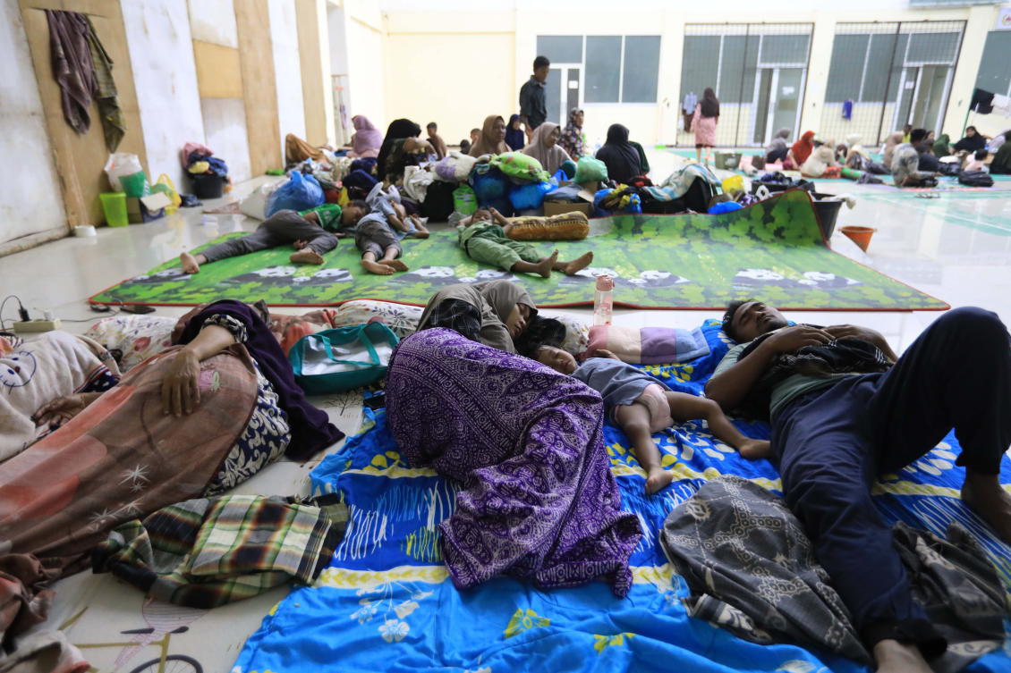 Above, flood survivors rest in temporary shelters provided by the local government in Meureudu, Pidie Jaya, Aceh, Indonesia on Dec. 1, 2025. (EPA)