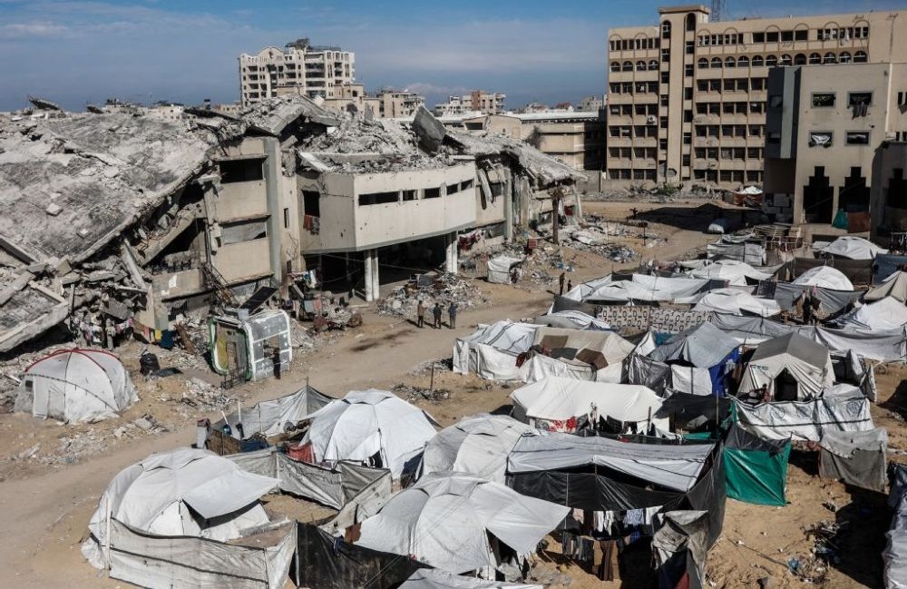 A camp for displaced Palestinians at the Islamic University in Gaza City, Dec. 2, 2025. (AFP)