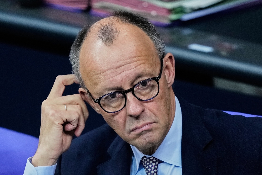 German Chancellor Friedrich Merz attends a meeting of the German Parliament in Berlin, Germany. (AP)