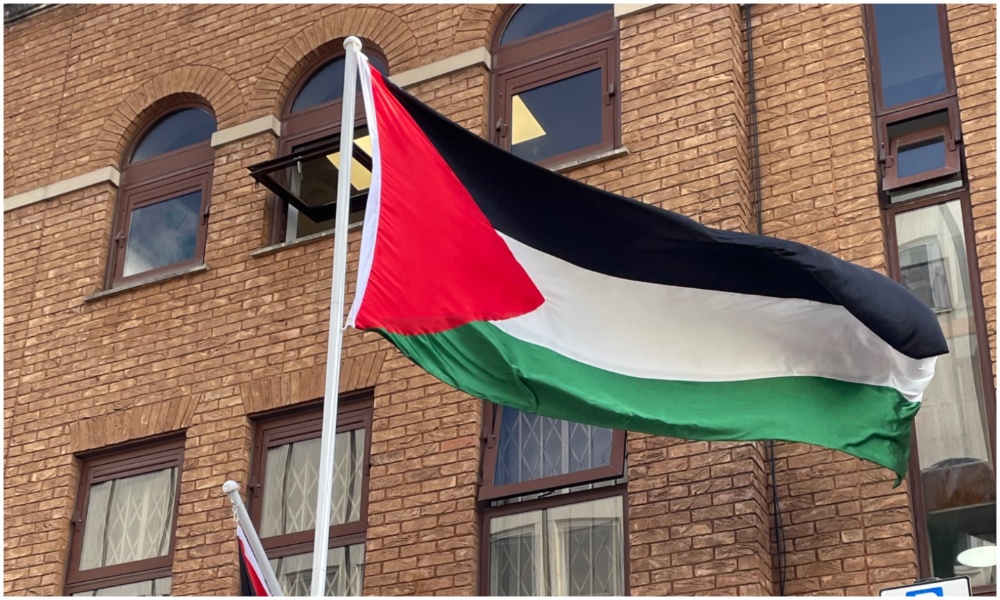 On Sept. 22, the embassy hosted a flag-raising ceremony after the UK formally recognized the Palestinian state. (AN Photo/Mustafa Abu Sneineh)