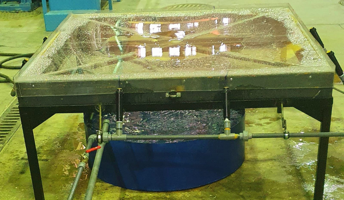 An image showing Al-Shalahi's self-cleaning tile invention being tested. (Supplied)