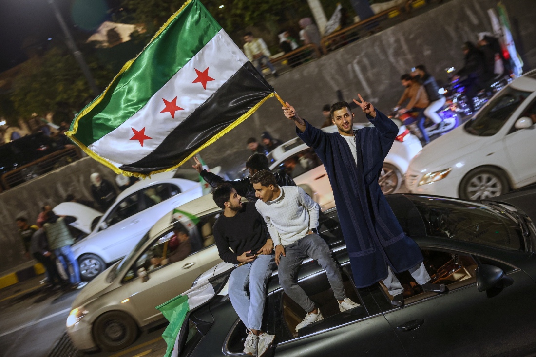 Syrians celebrate the first anniversary of the ousting of the Bashar Assad regime in Syria. (AP)