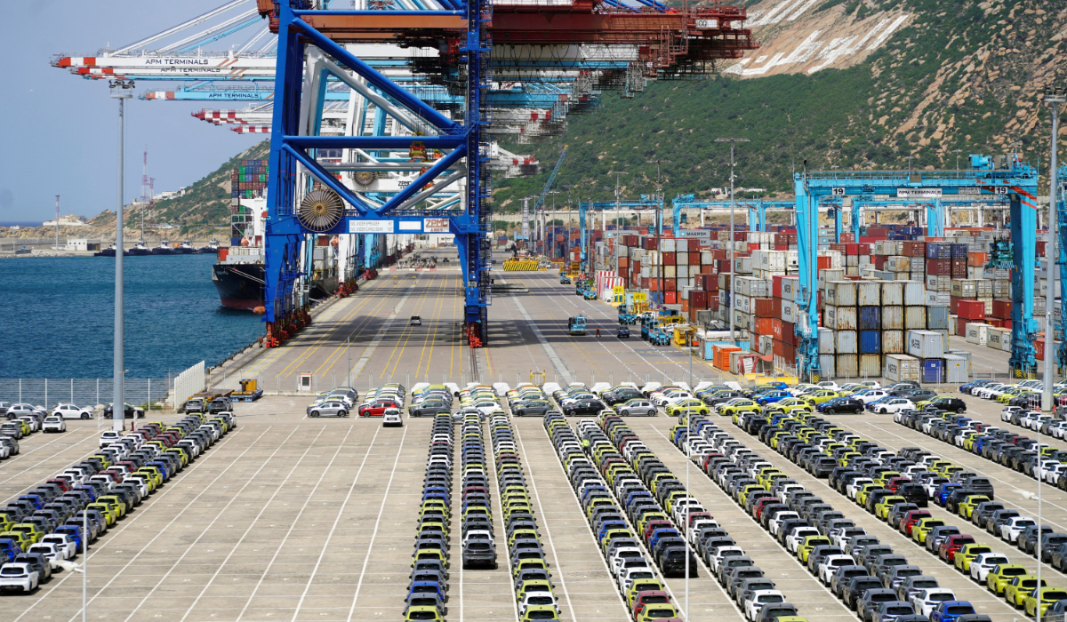 Cars, made in Morocco and intended for export, wait to be shipped at Tanger Med Port, on the Strait of Gibraltar, east of Tangier, Morocco June 6, 2024. (REUTERS)