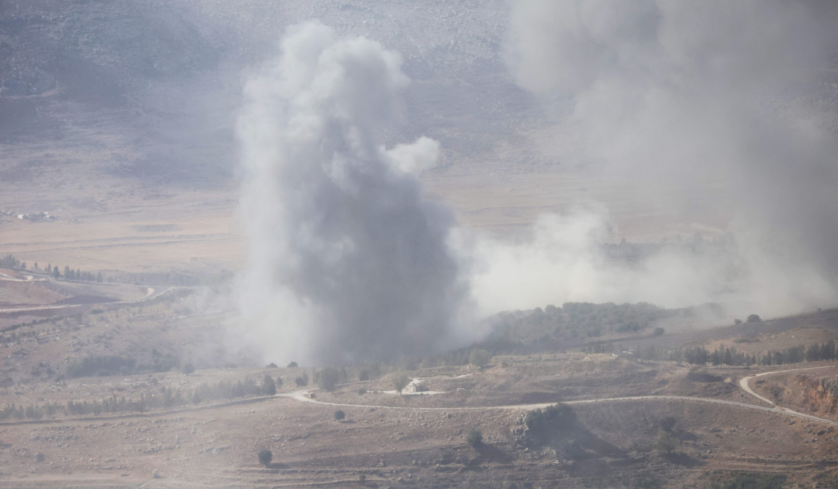 Smoke rises following an Israeli airstrike on the outskirts of the southern Lebanese village of Ej Jarmaq on October 20, 2025. (AFP file photo)