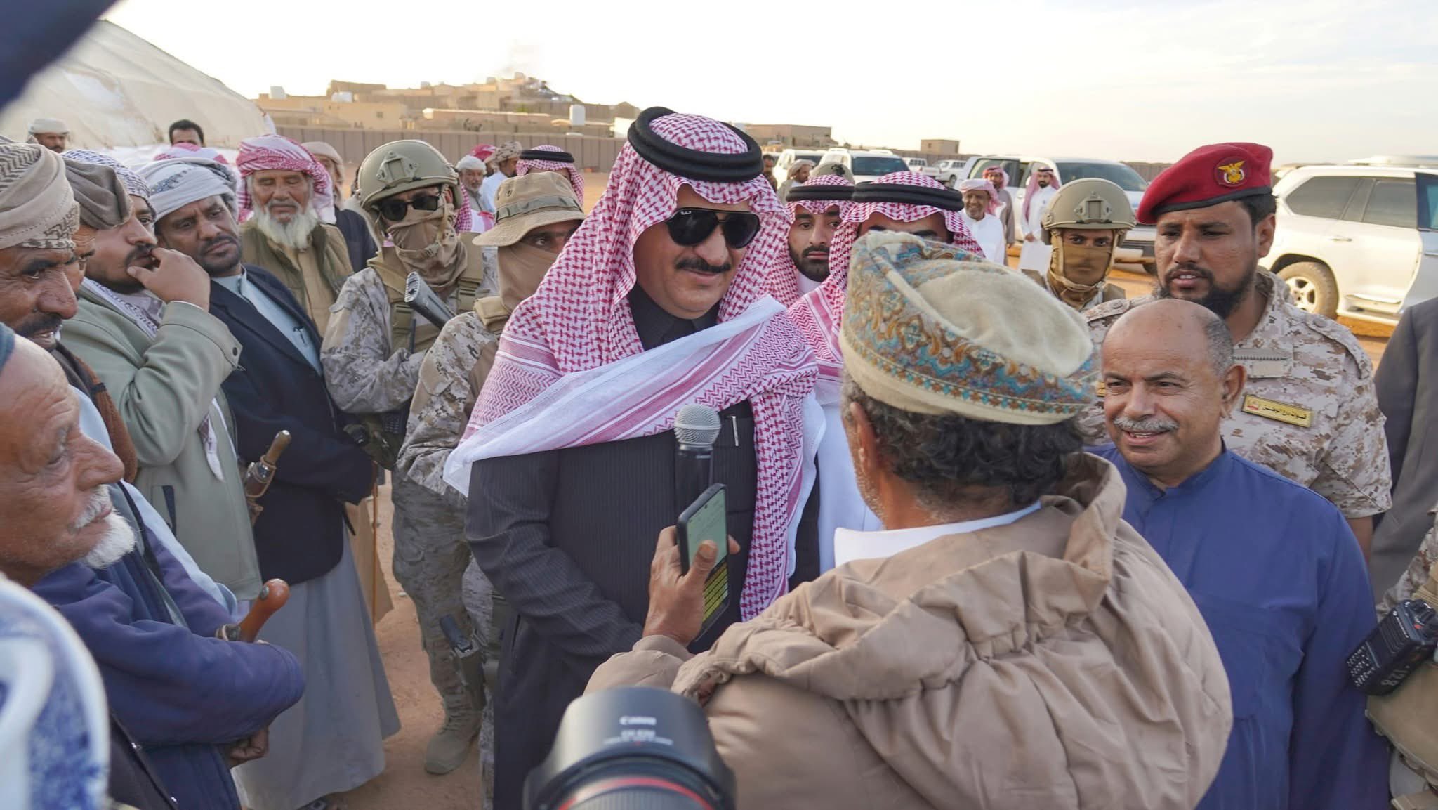 The Saudi delegation arrived in the Wadi and Desert districts of Hadramaut after holding earlier meetings in Mukalla and other coastal areas. (SABA)