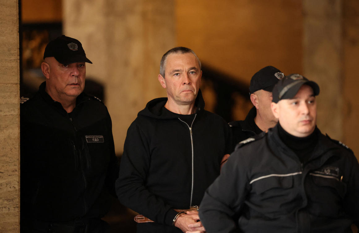 Russian businessman Igor Grechushkin is escorted by police, before the start of his trial on the possible extradition to Lebanon, in Sofia, Bulgaria on Dec. 10, 2025. (Reuters)